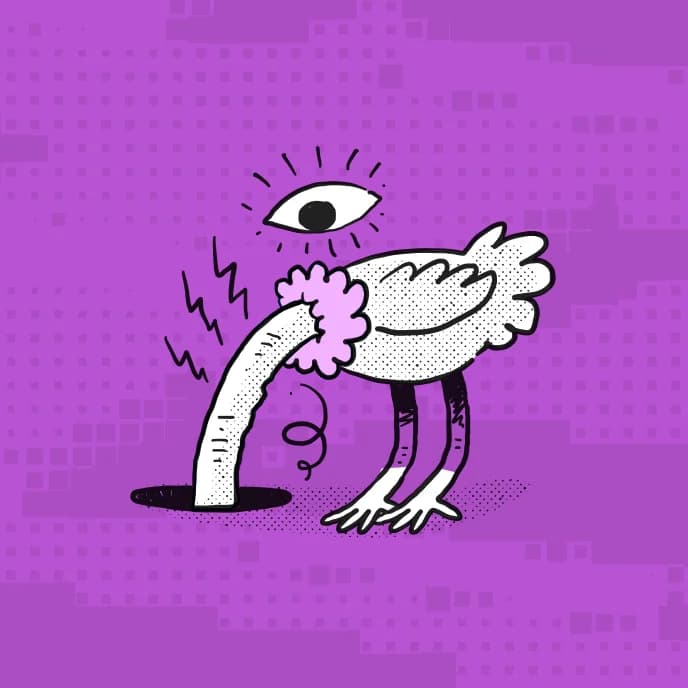 Illustration of an ostrich with its head in the ground — a parent's guide to SAT & ACT test anxiety